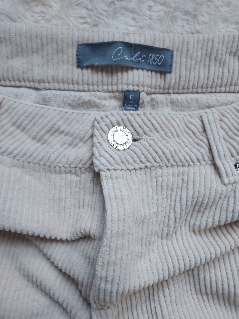 Cali1850 Beige Cream Ribbed Wide Leg Cotton Corduroy Pants Sz 5 Fall Relaxed - Picture 2 of 10